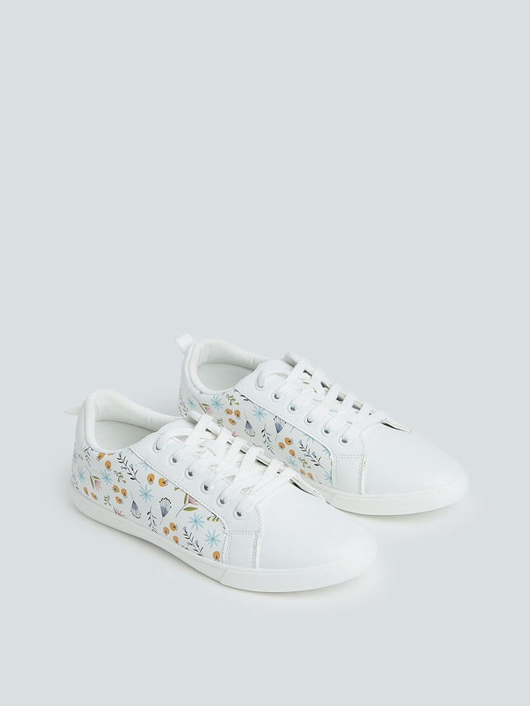 LUNA BLU White Flower Patterned Sneakers